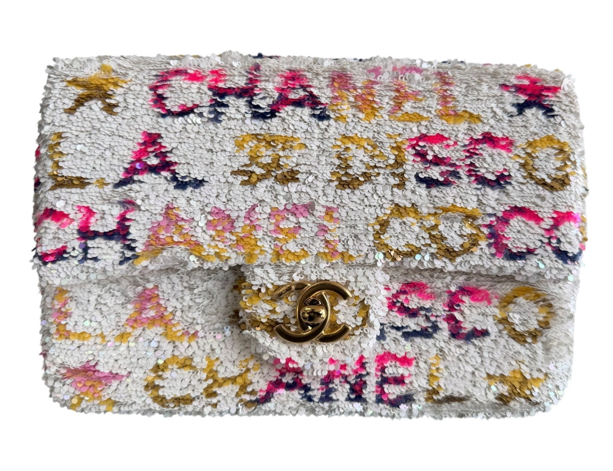 Chanel Small Sequin White Multicolor Single Flap Bag 2024