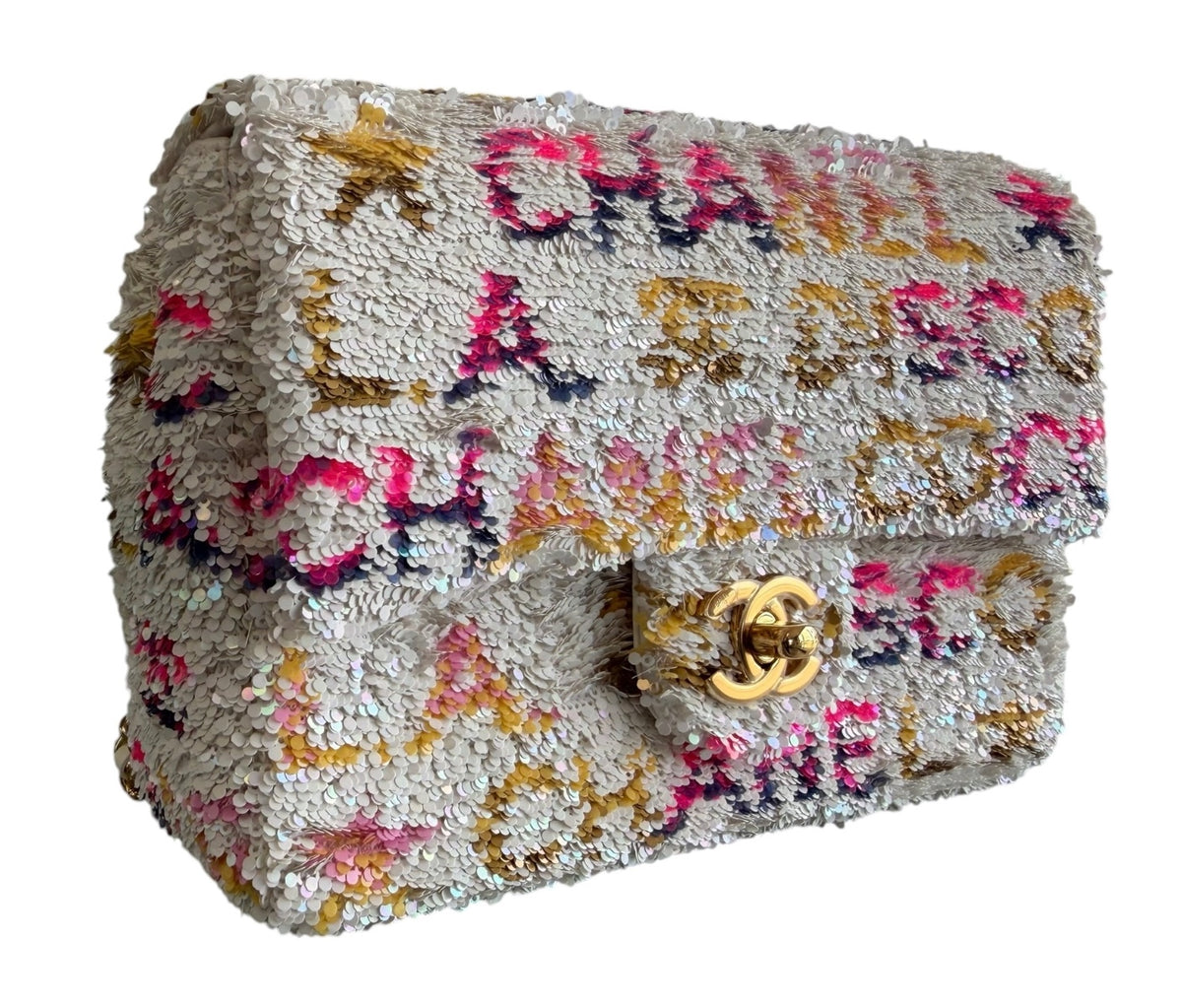 Chanel Small Sequin White Multicolor Single Flap Bag 2024