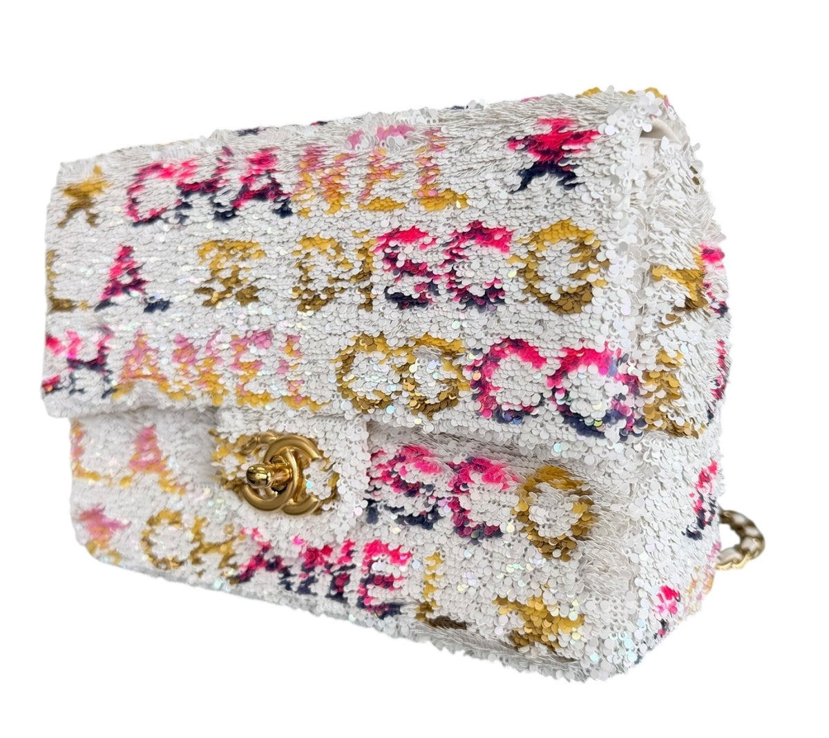 Chanel Small Sequin White Multicolor Single Flap Bag 2024