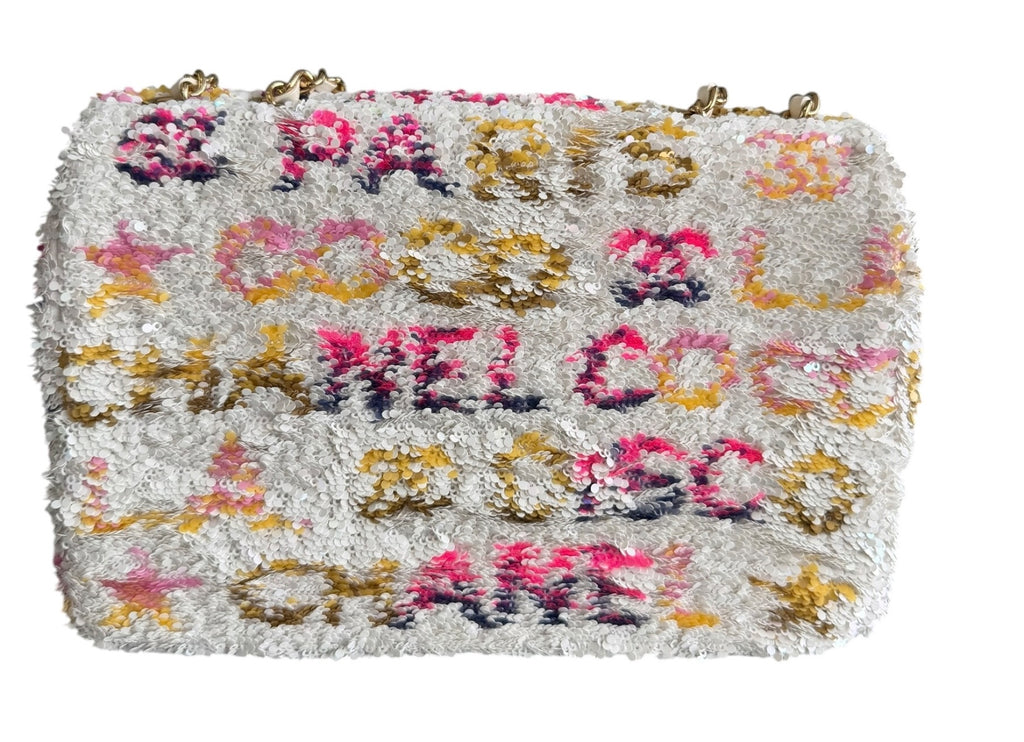 Chanel Small Sequin White Multicolor Single Flap Bag 2024
