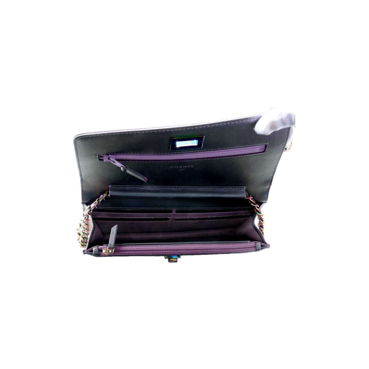 Chanel Metallic Iridescent Reissue Wallet On Chain