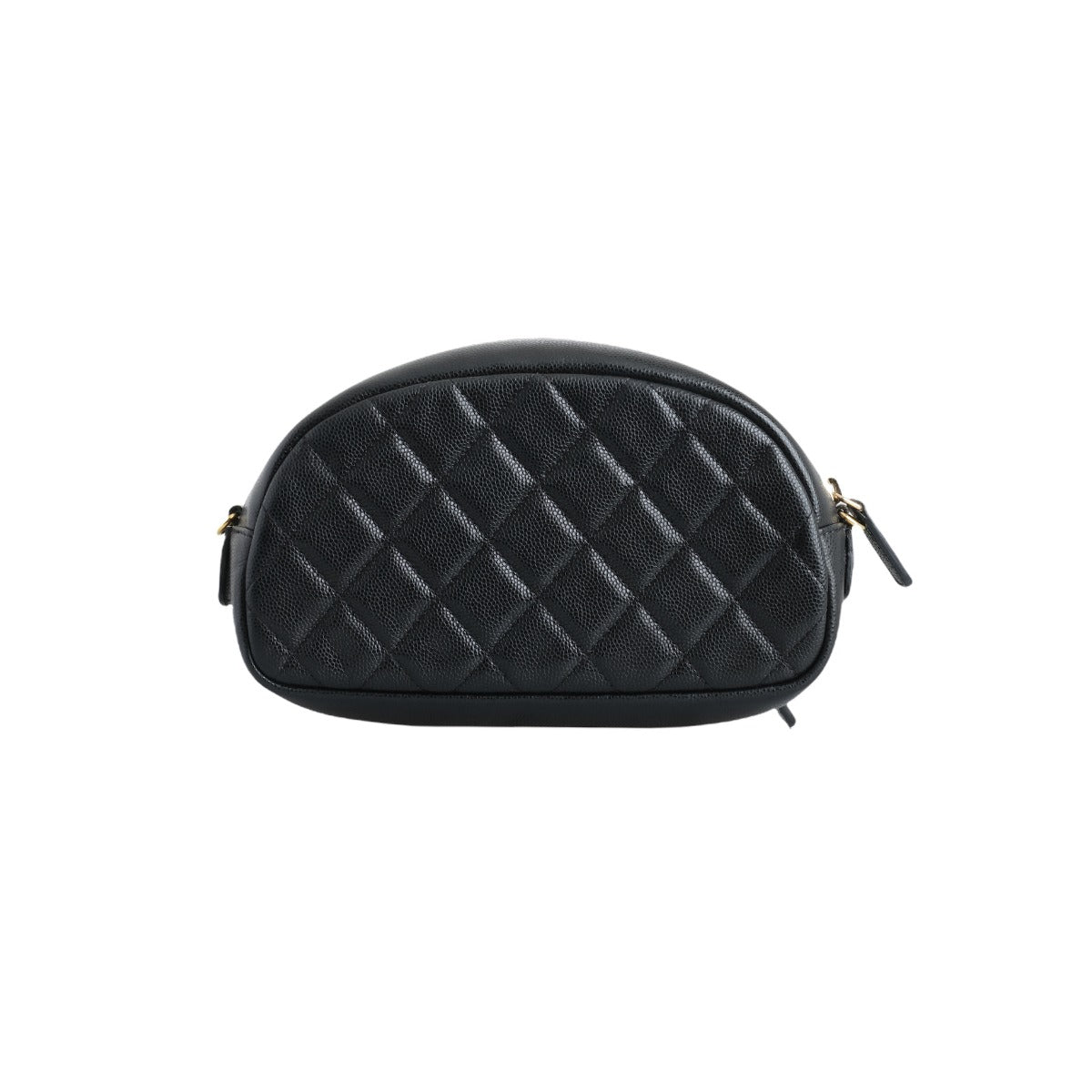 Chanel Black Leather Quilted Cosmetic O-Case