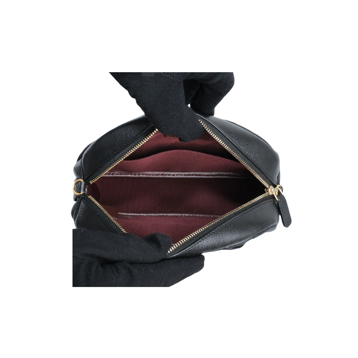 Chanel Black Leather Quilted Cosmetic O-Case