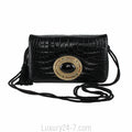 Judith Leiber Black Crocodile with Precious Stones Evening Shoulder Bag