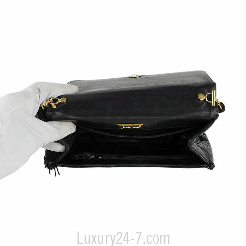 Judith Leiber Black Crocodile with Precious Stones Evening Shoulder Bag