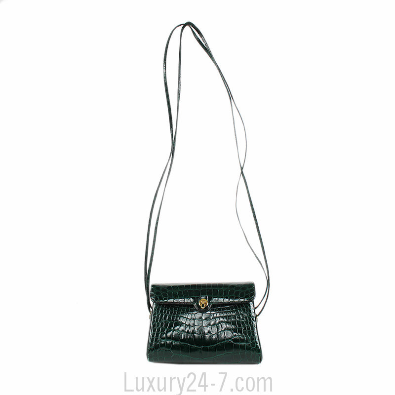 Judith Leiber Vintage Green Crocodile Evening Bag