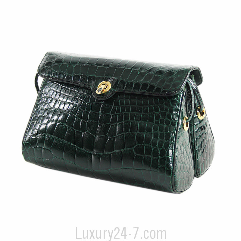 Judith Leiber Vintage Green Crocodile Evening Bag