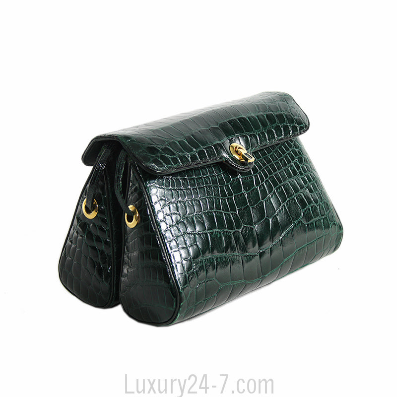 Judith Leiber Vintage Green Crocodile Evening Bag