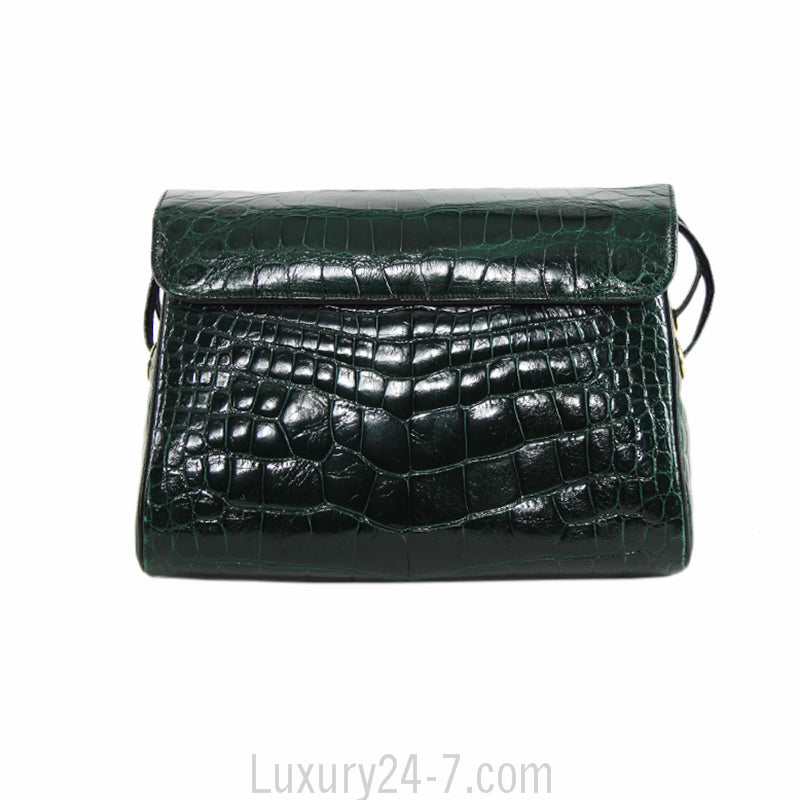Judith Leiber Vintage Green Crocodile Evening Bag