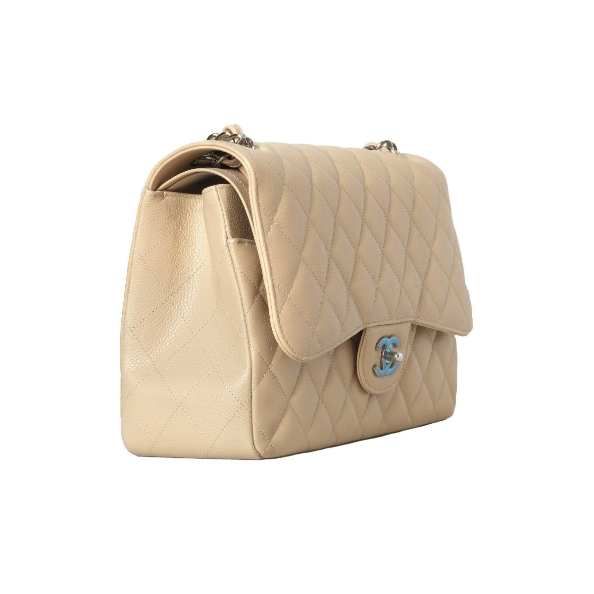 Chanel  Tan Caviar Classic Jumbo Double Flap Bag