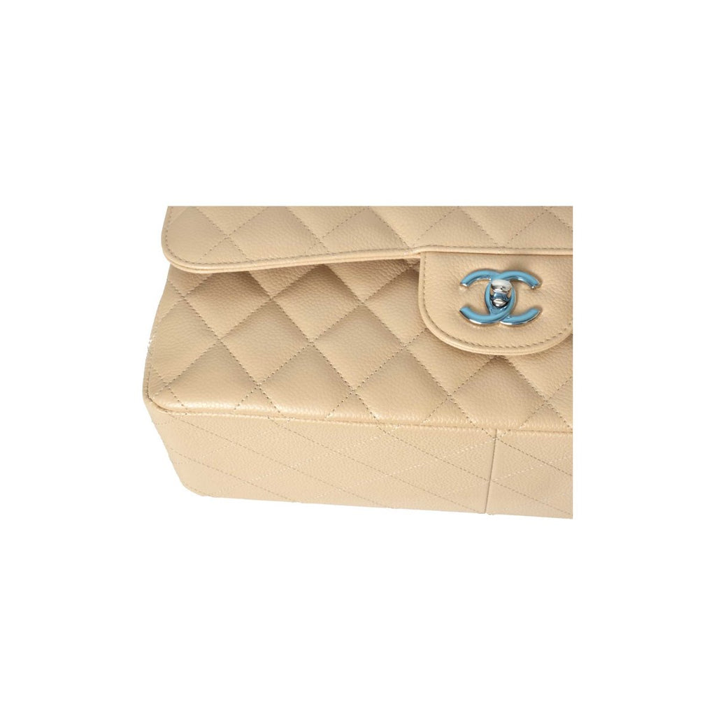 Chanel  Tan Caviar Classic Jumbo Double Flap Bag