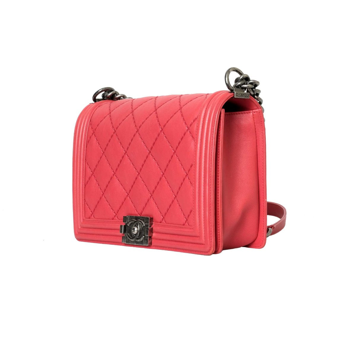 Chanel Red Large Stitch Boy Bag