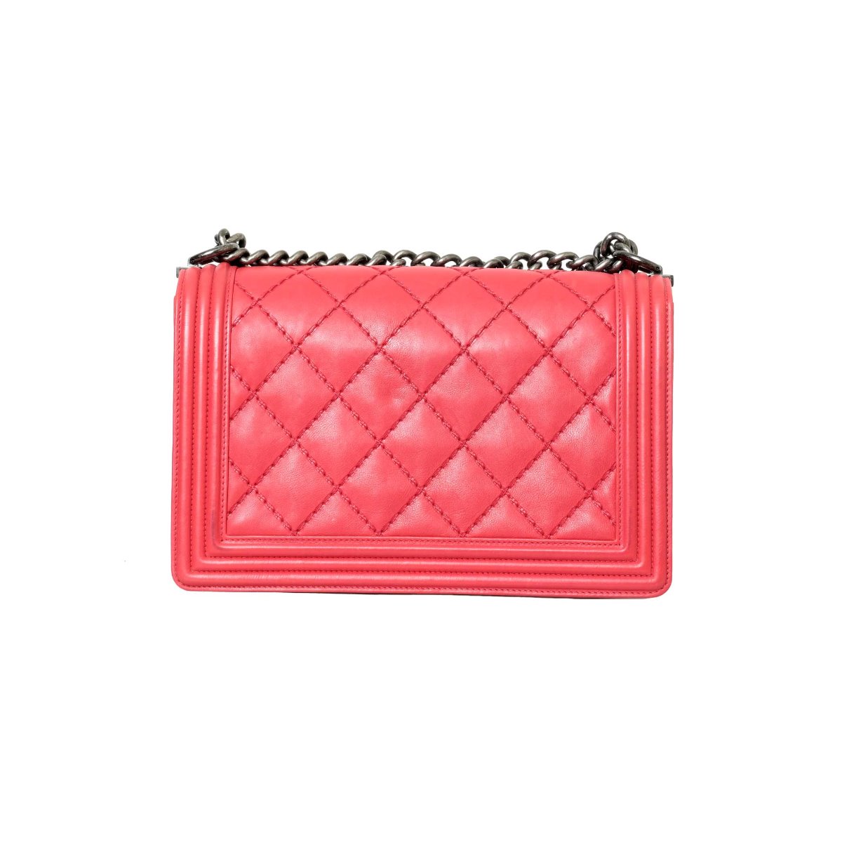 Chanel Red Large Stitch Boy Bag