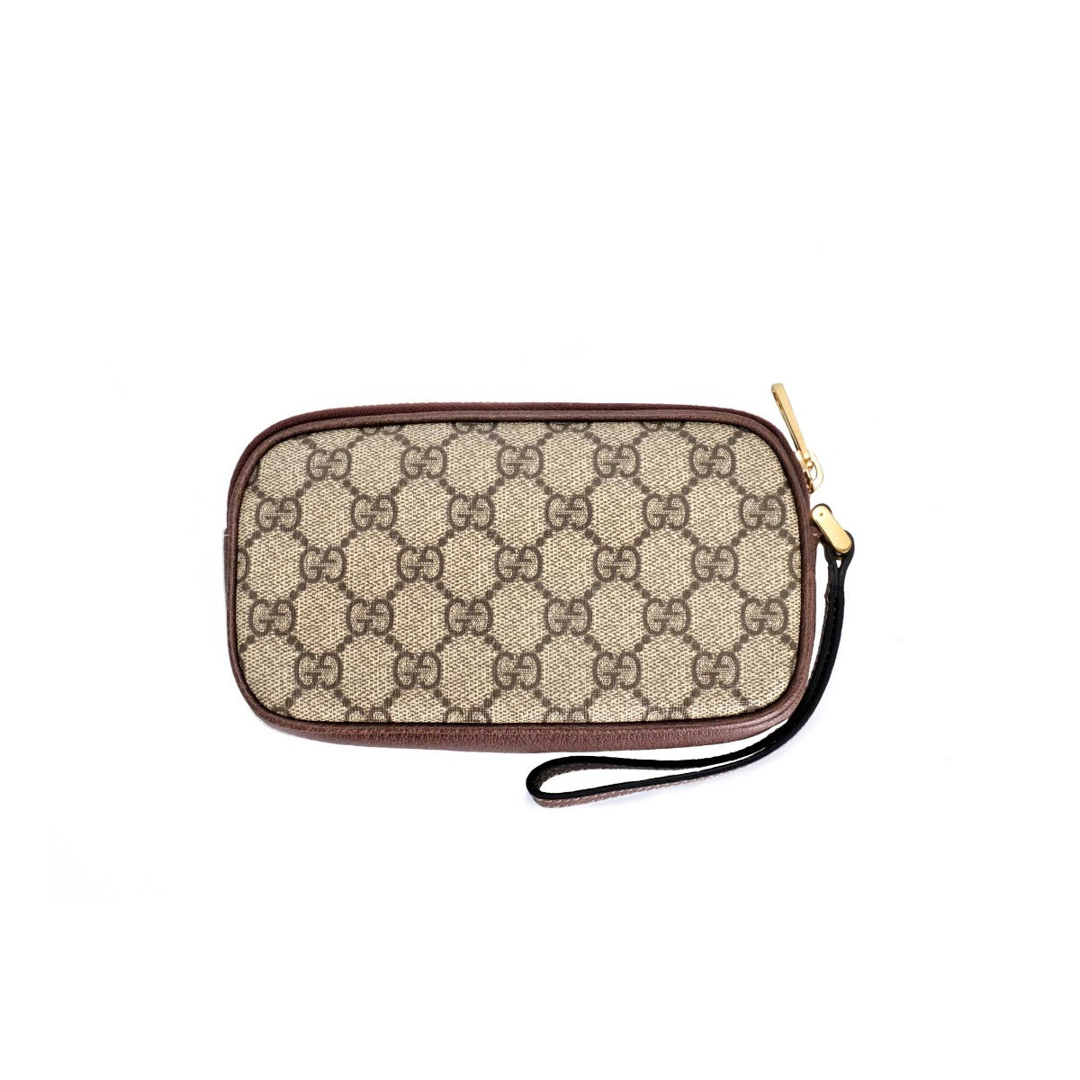 Gucci GG Supreme Monogram Ophidia Phone Case Wristlet Brown