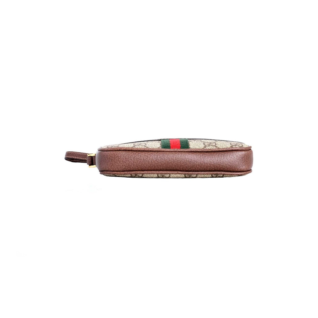 Gucci GG Supreme Monogram Ophidia Phone Case Wristlet Brown
