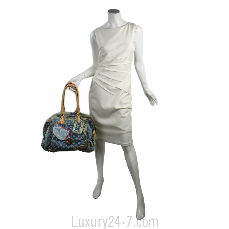 Louis Vuitton Blue Denim Patchwork Bowly Bag