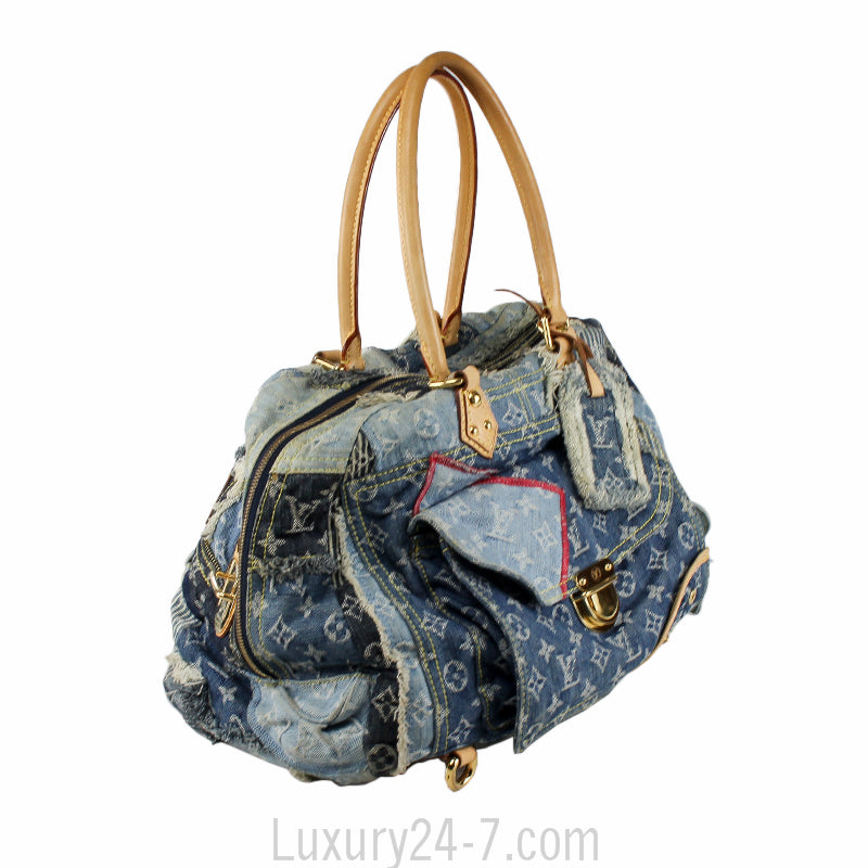 Louis Vuitton Blue Denim Patchwork Bowly Bag