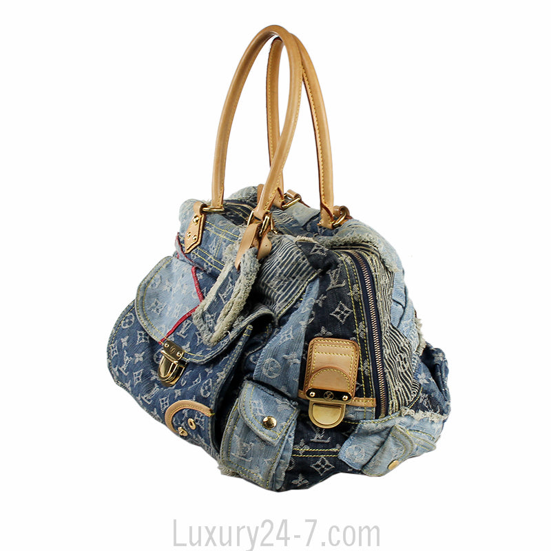 Louis Vuitton Blue Denim Patchwork Bowly Bag