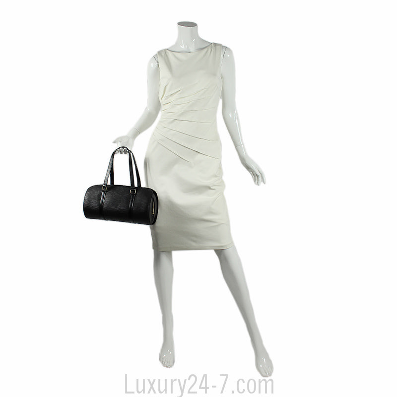 Louis Vuitton Black Noir Epi Soufflot Handbag