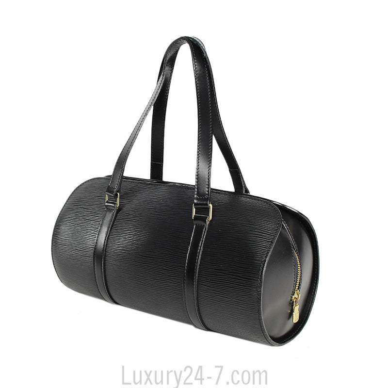 Louis Vuitton Black Noir Epi Soufflot Handbag