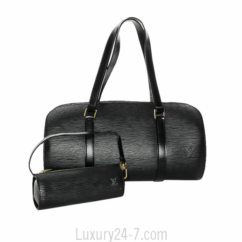 Louis Vuitton Black Noir Epi Soufflot Handbag