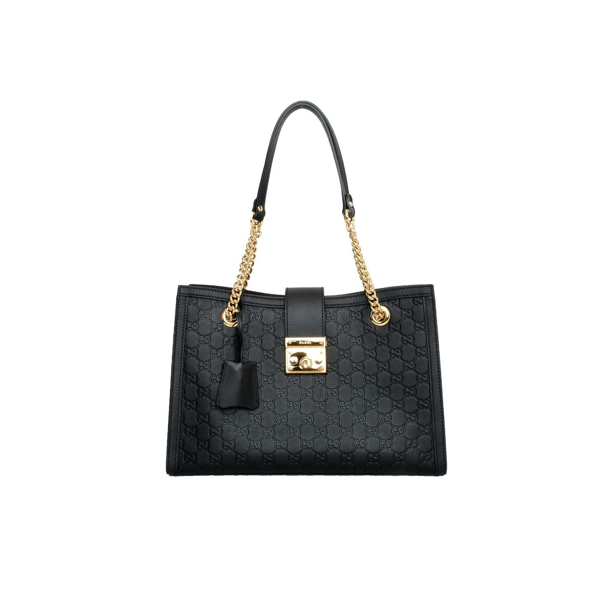 Gucci Black Medium Signature Padlock Tote