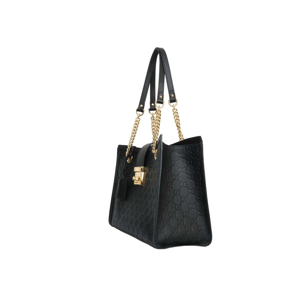 Gucci Black Medium Signature Padlock Tote