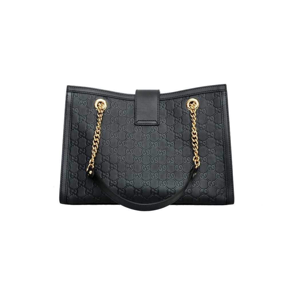 Gucci Black Medium Signature Padlock Tote