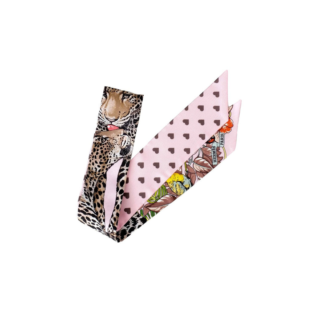 Hermes Jungle love Pink Silk Twilly