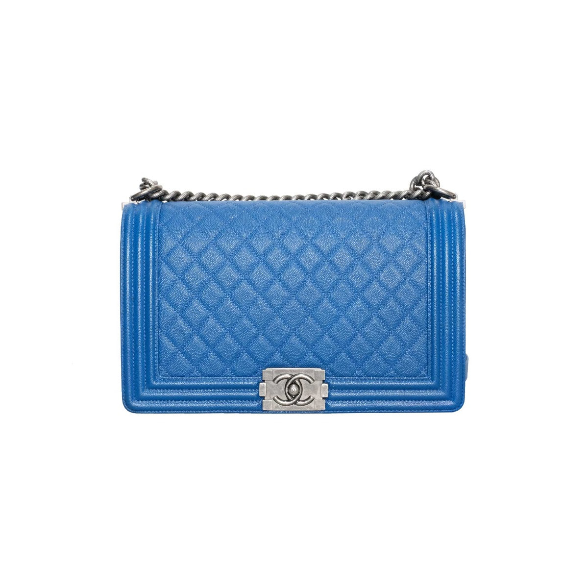Chanel  Blue Caviar Quilted Medium Plus Boy Bag