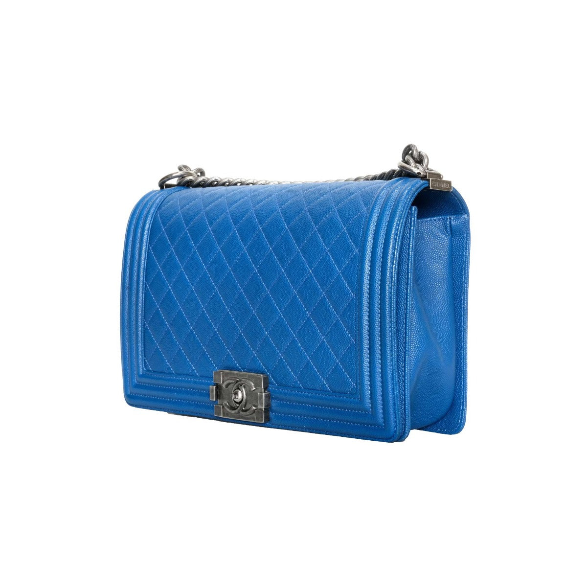 Chanel  Blue Caviar Quilted Medium Plus Boy Bag