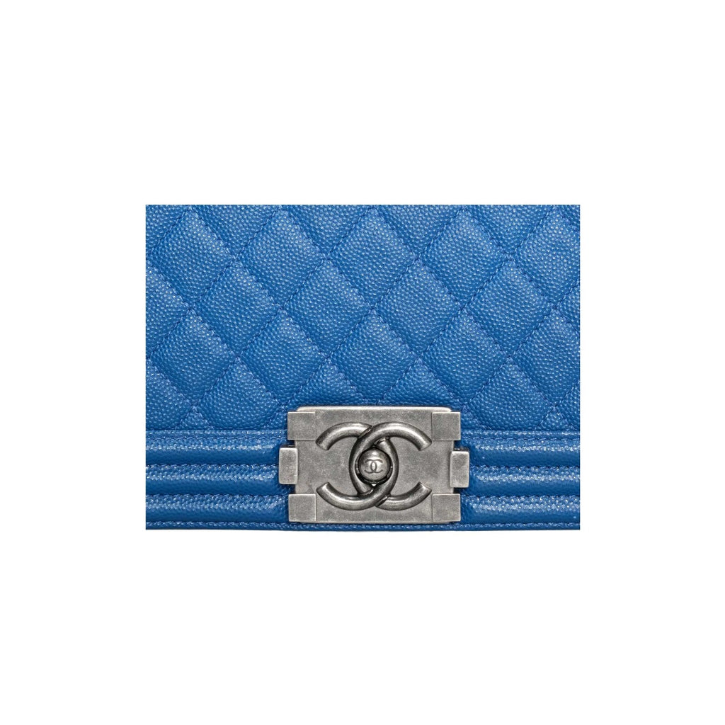 Chanel  Blue Caviar Quilted Medium Plus Boy Bag