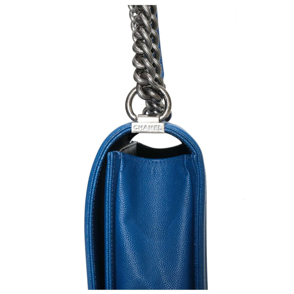 Chanel  Blue Caviar Quilted Medium Plus Boy Bag