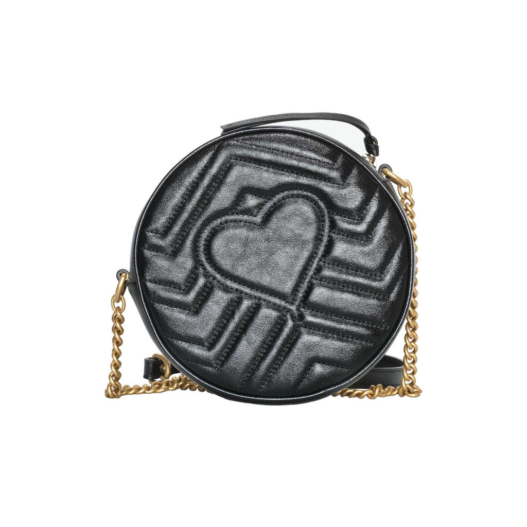 Gucci Black GG Marmont Mini Round Shoulder Bag
