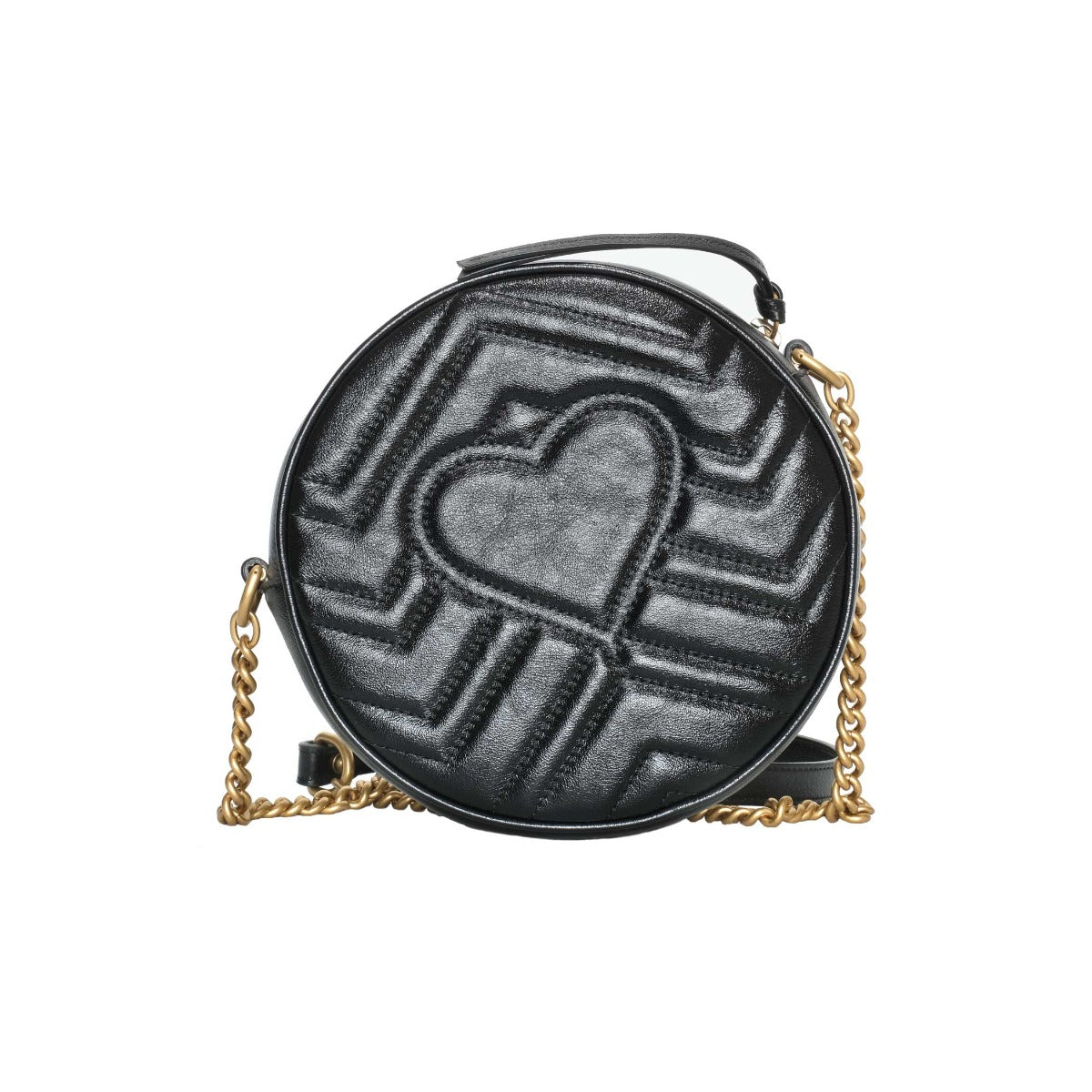 Gucci Black GG Marmont Mini Round Shoulder Bag
