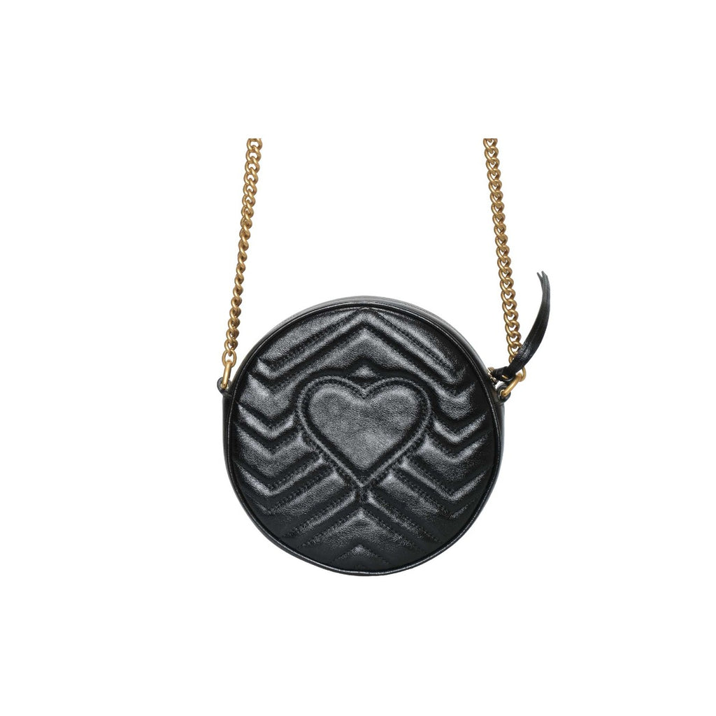 Gucci Black GG Marmont Mini Round Shoulder Bag