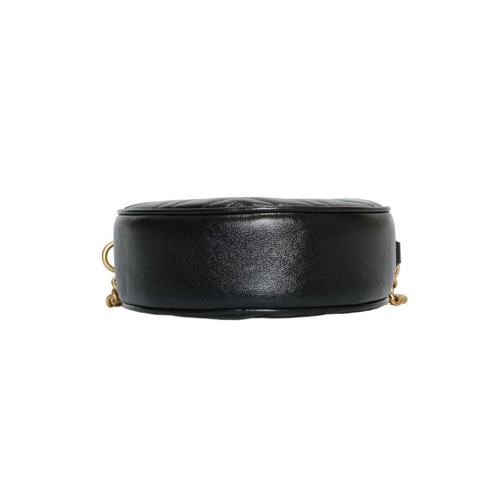 Gucci Black GG Marmont Mini Round Shoulder Bag