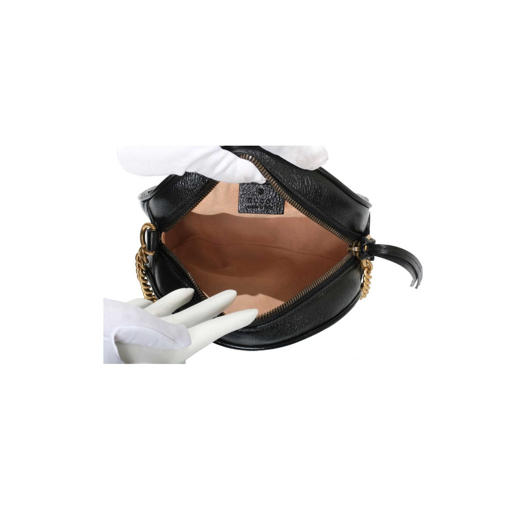 Gucci Black GG Marmont Mini Round Shoulder Bag