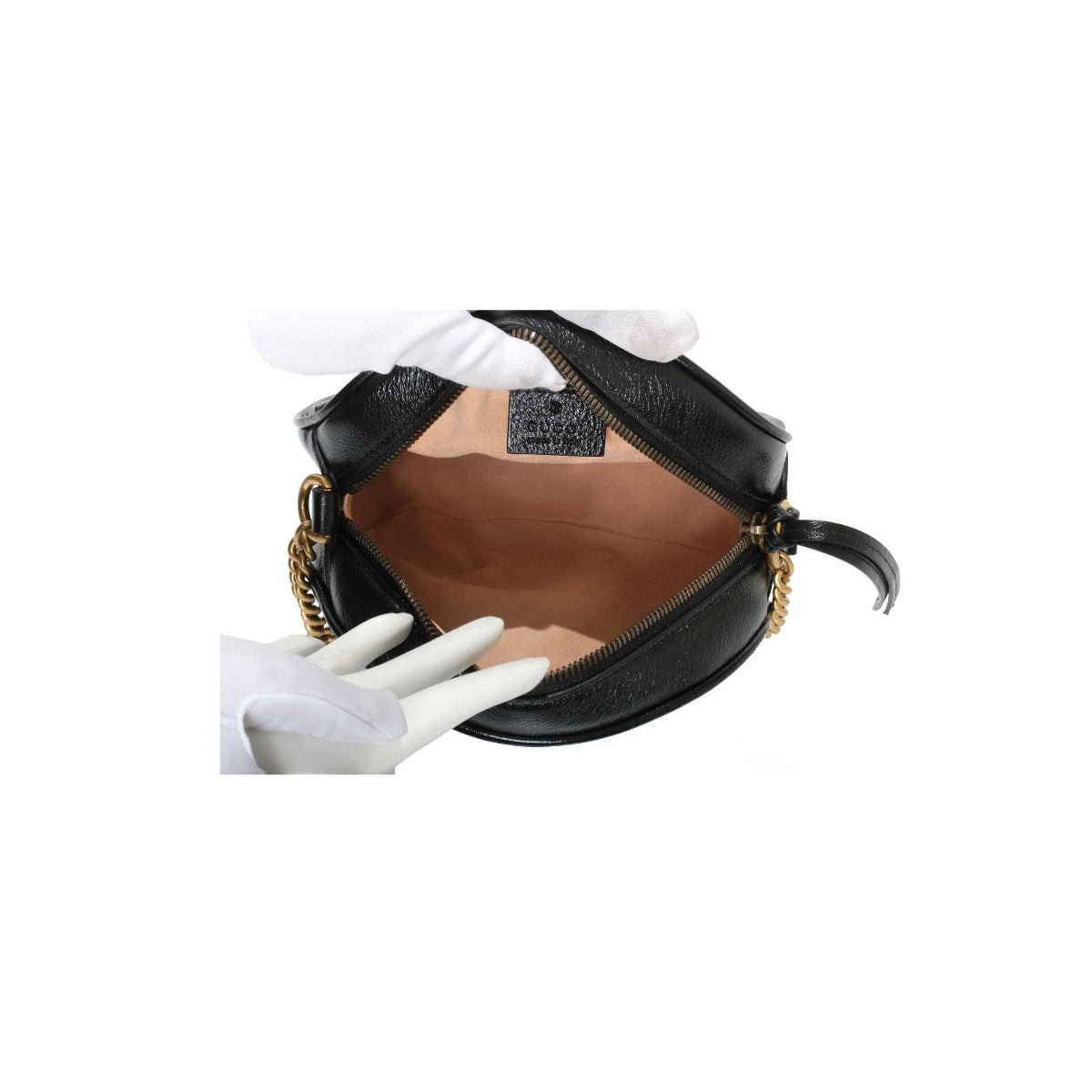 Gucci Black GG Marmont Mini Round Shoulder Bag