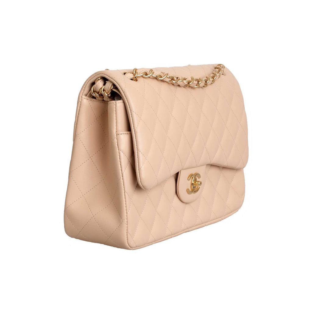 Chanel Nude Lambskin Jumbo Double Flap Bag