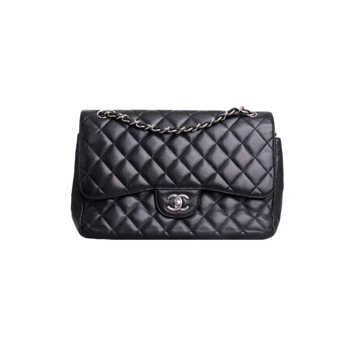 Chanel Black Caviar Leather Jumbo Double Flap
