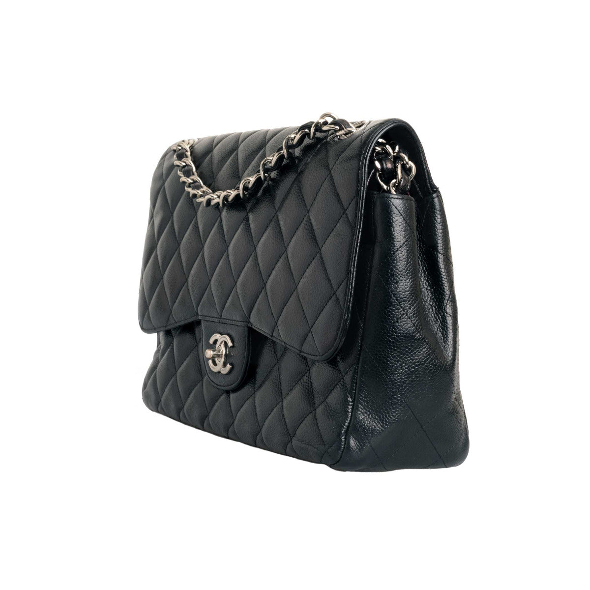 Chanel Black Caviar Leather Jumbo Double Flap
