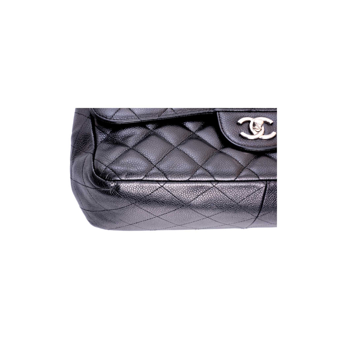 Chanel Black Caviar Leather Jumbo Double Flap