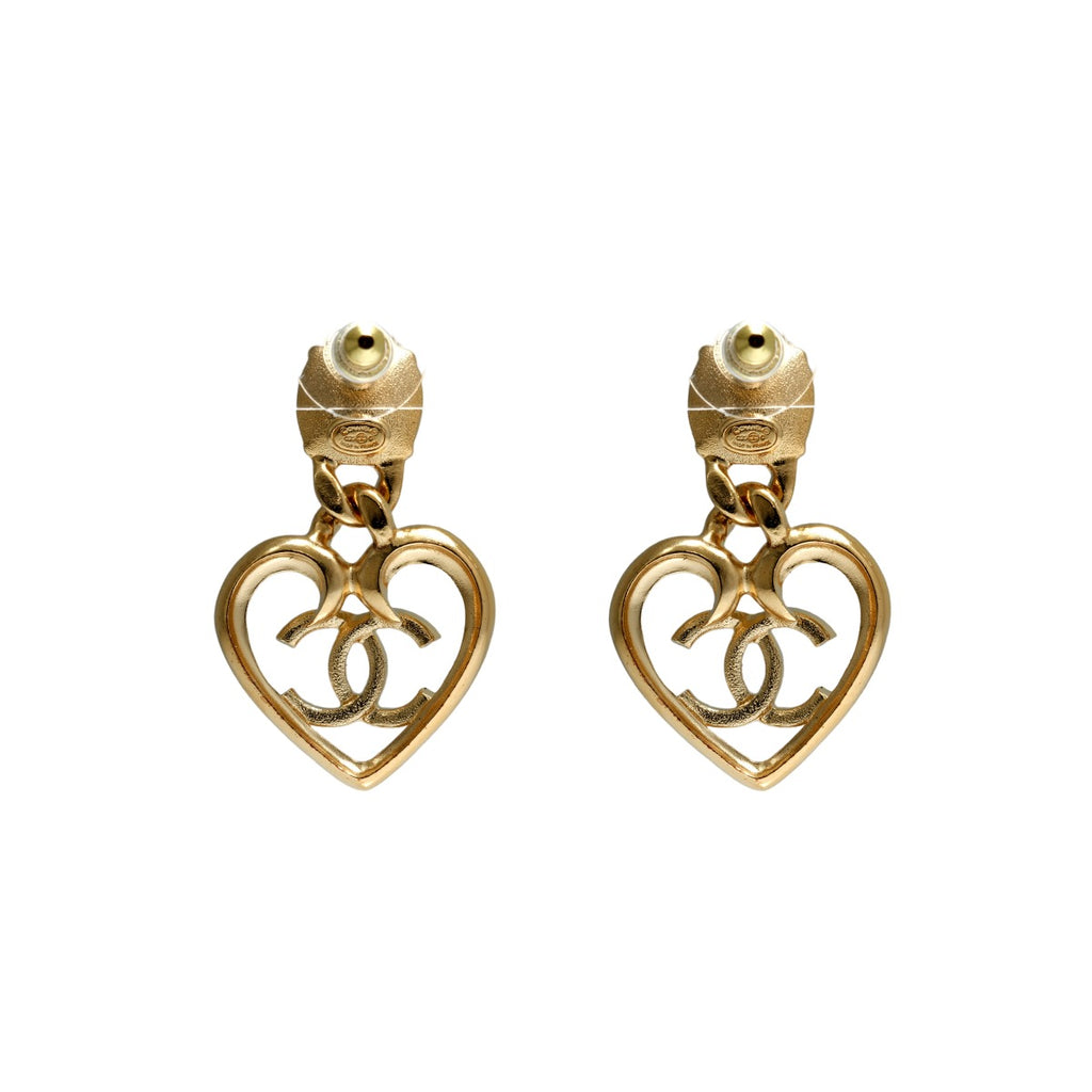 Chanel Fashion CC Heart  Drop Earrings