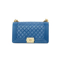 Chanel Blue Quilted Leather Boy Bag Medium