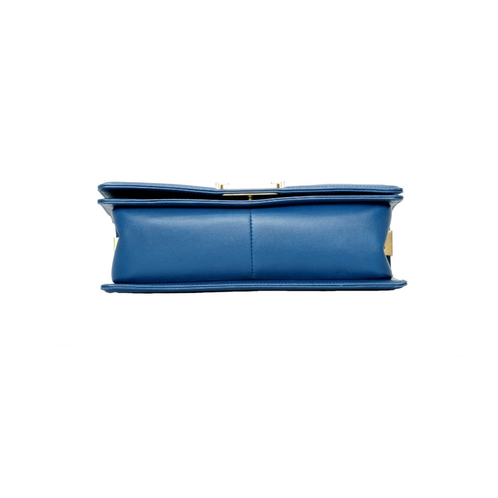 Chanel Blue Quilted Leather Boy Bag Medium