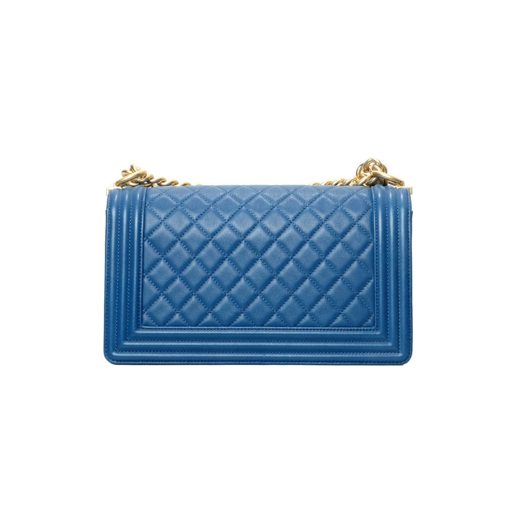 Chanel Blue Quilted Leather Boy Bag Medium