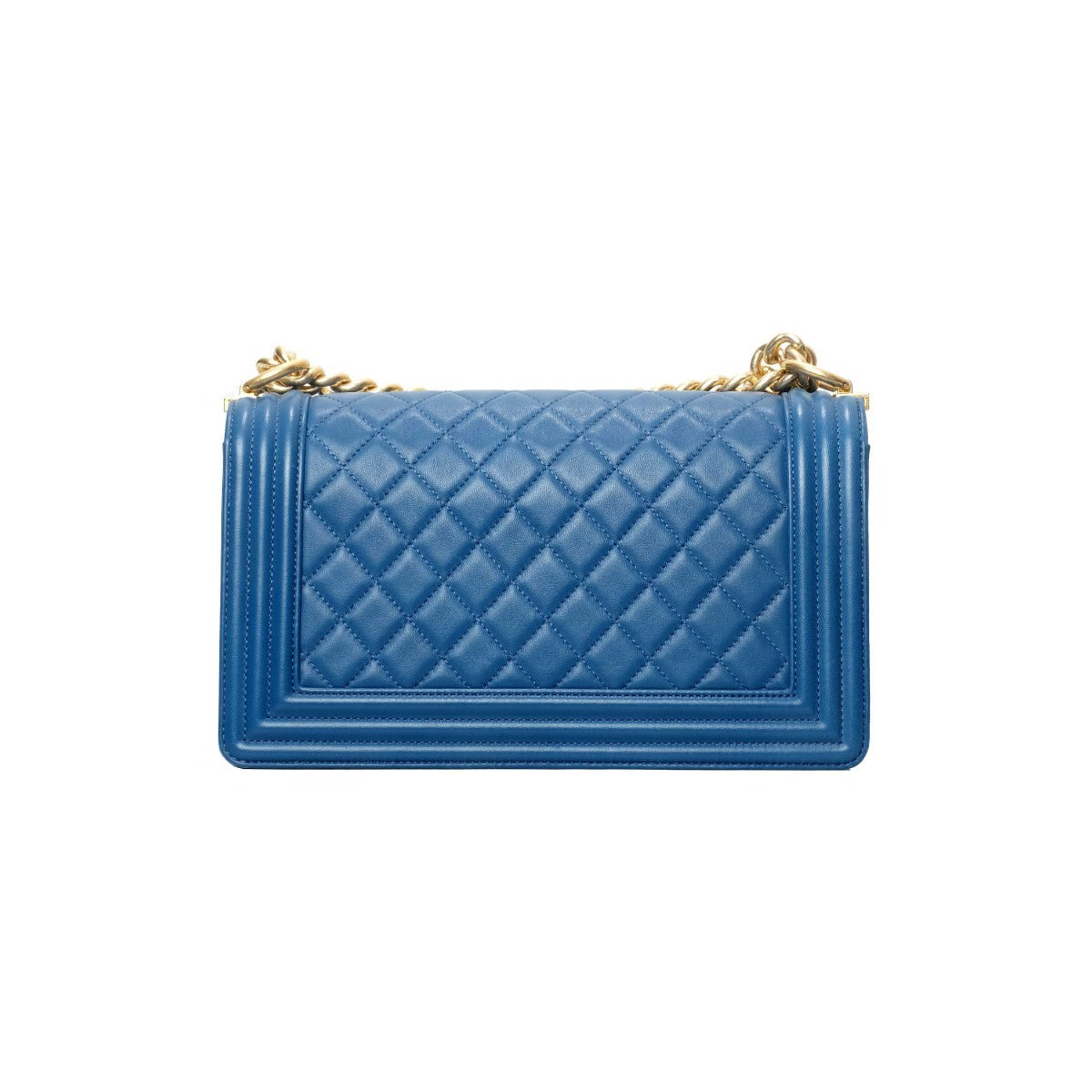 Chanel Blue Quilted Leather Boy Bag Medium