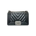 Chanel Black Chevron Boy Bag Small