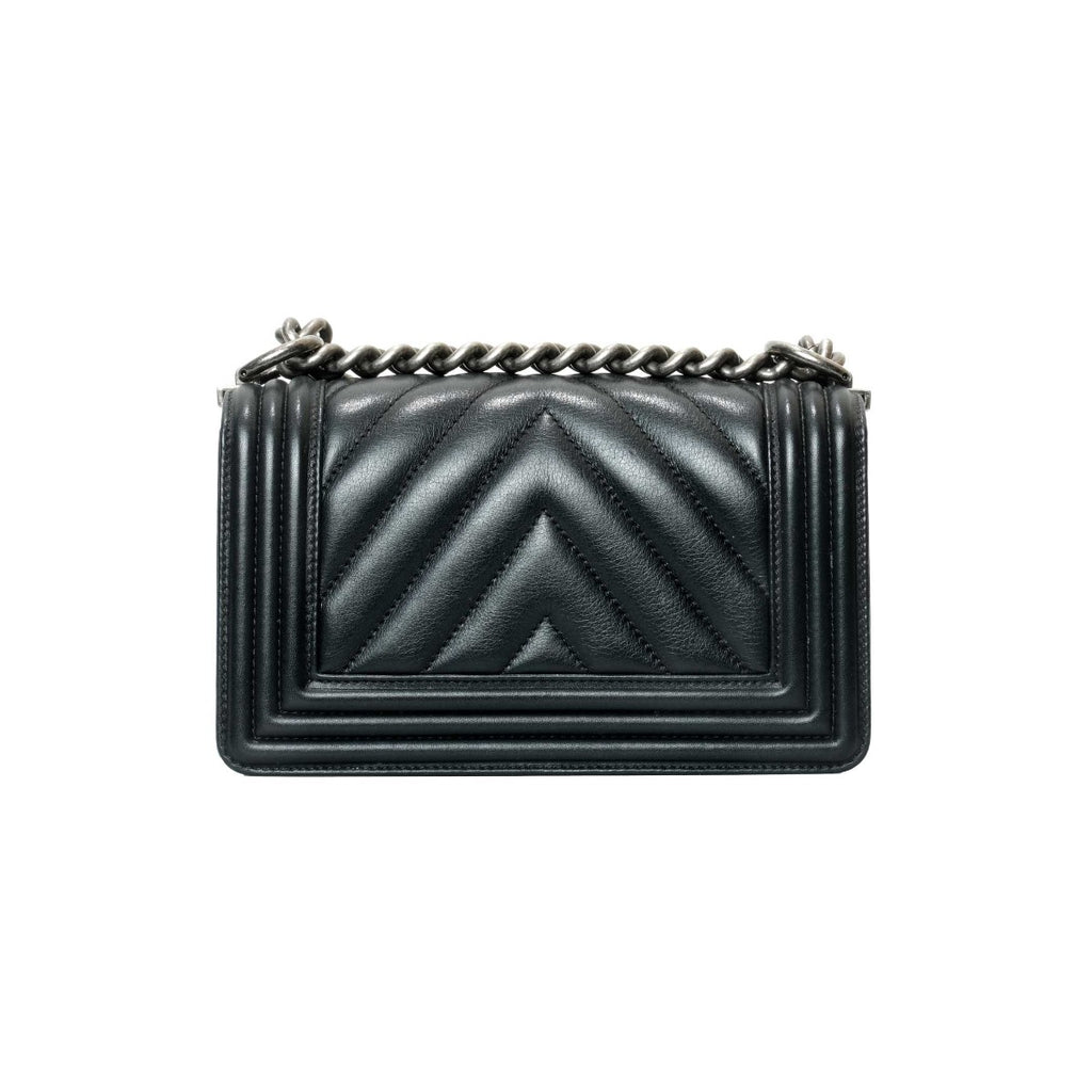 Chanel Black Chevron Boy Bag Small